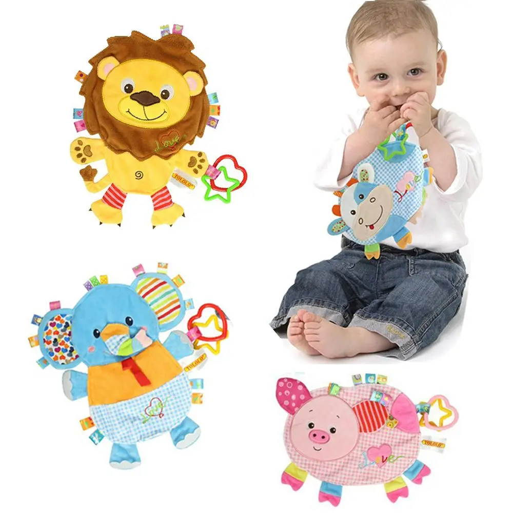 

Hot Sale Colorful Baby Super Soft Plush Comfort Doll Animal Label Towel Rattles Multifunctional Toys Baby Towel G0309