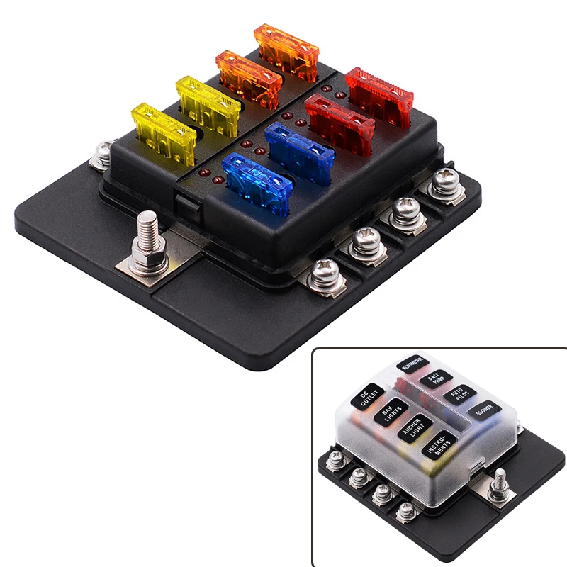 Universal 8 Way Blade Block Fuse Box Holder 32V Circuit ... buss fuse box circuit builder 