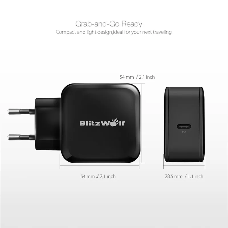 BlitzWolf 30 Вт USB Type C мобильный телефон зарядное устройство PD + QC3.0 быстрое адаптер EU/AU