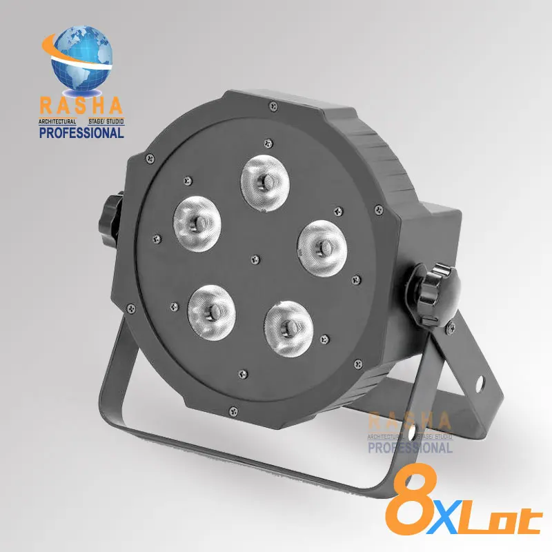 

8X LOT New Arrival RASHA 5*18W 6in1 RGBAW+UV Mega Quadpar Profile LED Par Light , DMX Par Can,American DJ Light For Event Party