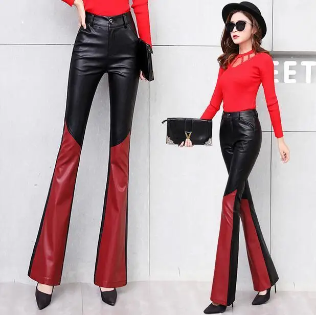 red leather bell bottoms