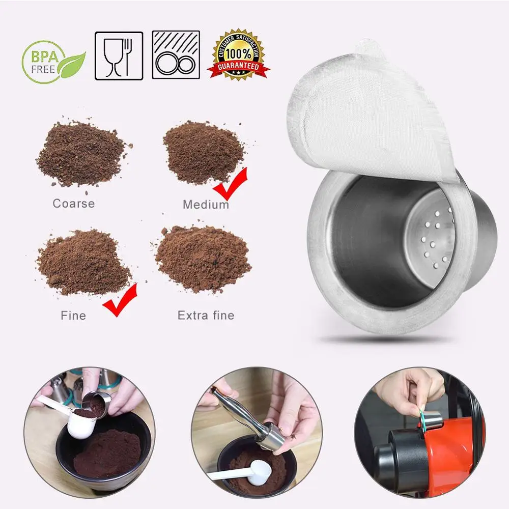 Stainless Steel Caffitaly Refillable Reusable Coffee Capsule Cafe Filter Capsulas De Cafe Recargables Measuring Filter Spoon