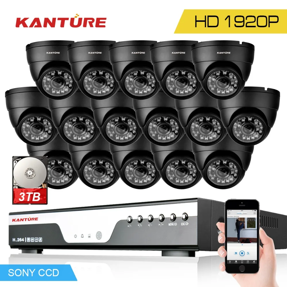 KANTURE SONY IMX322 3Mp камера видеонаблюдения Водонепроницаемая в/наружная камера 16Ch Full 1080P AHD DVR IR набор камер наблюдения