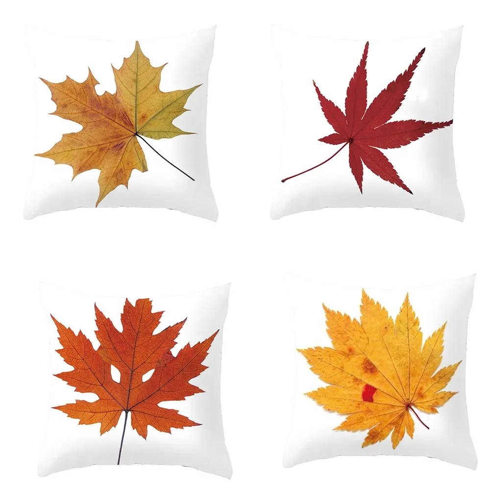 

Autumn Leaves Pillow Case Home Car Bed Sofa Decorative Letter Pillow Case Maple leaf Cushion Cover Decorative Pillows Cover