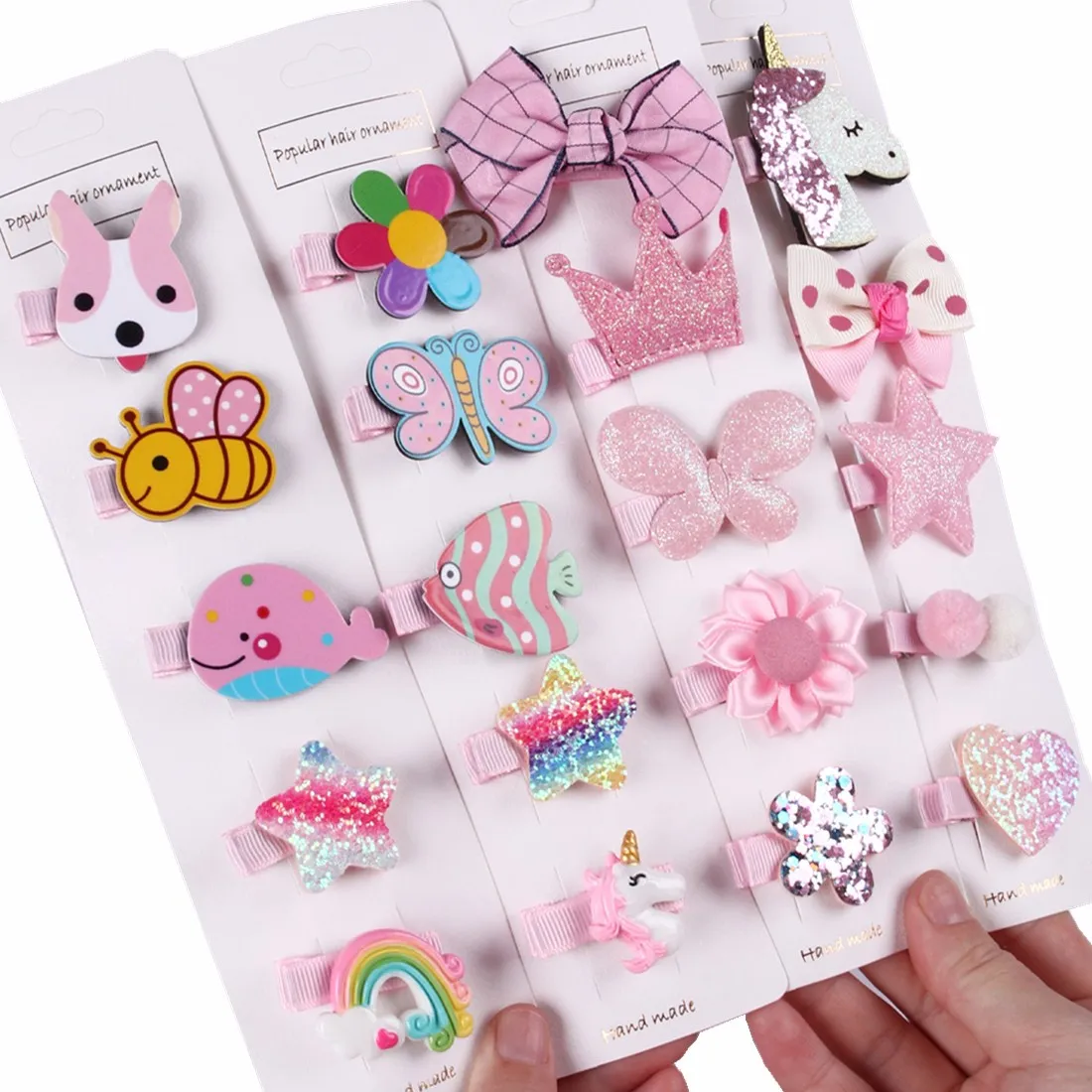 

XIMA 5pcs/set Glitter Hair Clip Girls Cartoon Barrettes Children Hairpin for Gift Hair Accessories Set