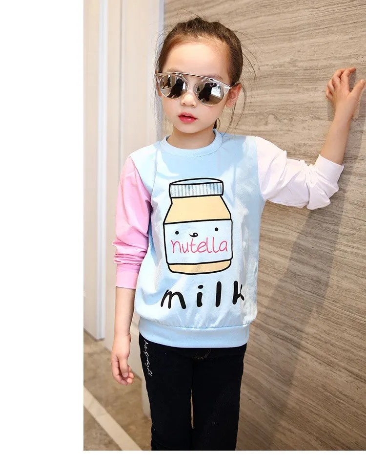 little teenage girls t-shirt character girls tops blue white pink patchwork tees girl tshirt 2016 spring autumn kids clothes 6 7 8 9 10 11 12 13 14 15 16 years old big little teenage girls long sleeve t-shirts children clothing (6)