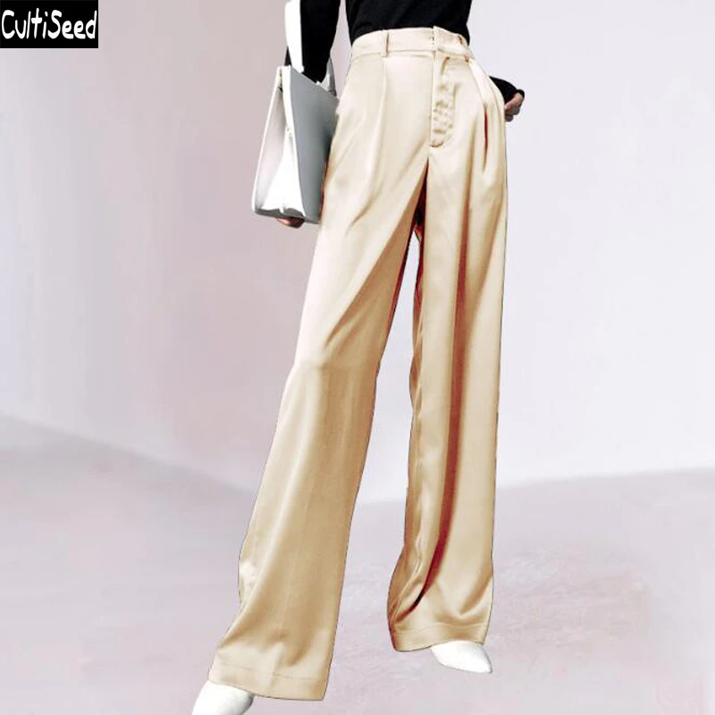 high waisted satin pants