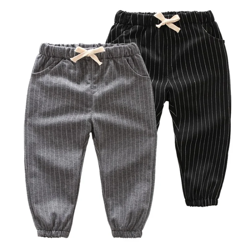 

Children Boys Clothing Pants Striped Cotton Long Boy Trousers Cotton Drawstring Pantalones Casual Kids Sports Pant Clothes