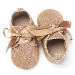 Весна новорожденных детская обувь мягкая подошва первые ходоки Блестки Bling кожаная обувь для младенцев Нескользящие кроссовки Детская