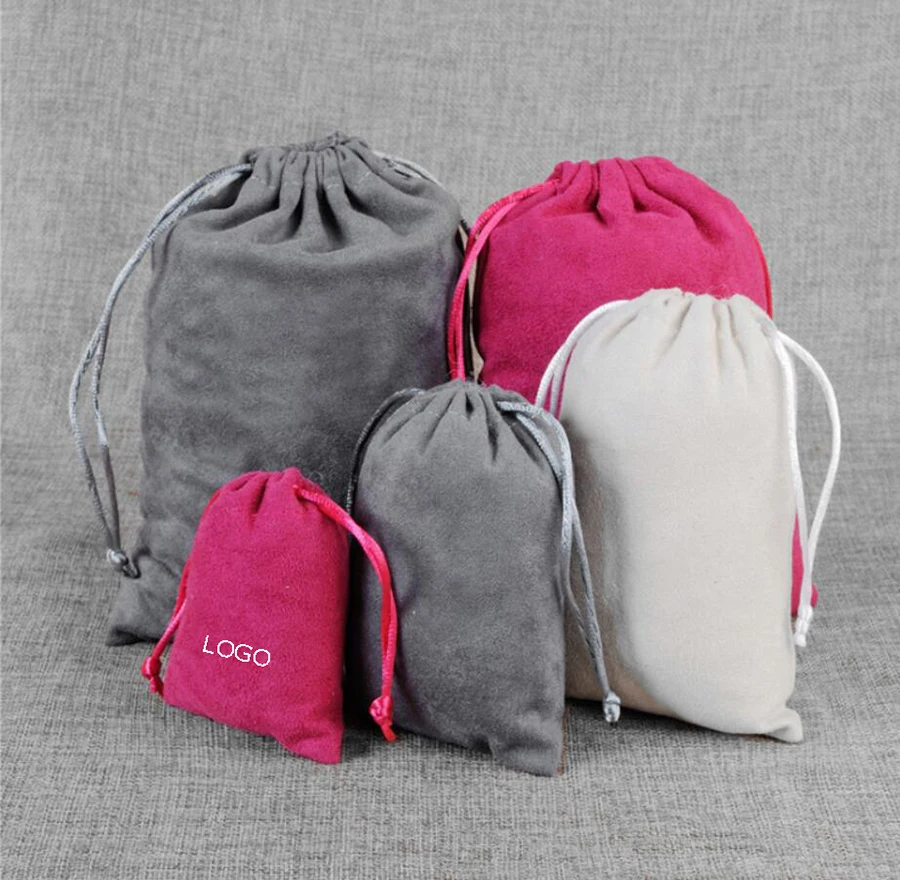 50PCS Suede Drawstring Bag Jewelry Pouch Flannelette Suede Jewelry Velvet Diamond/Ring/Necklace