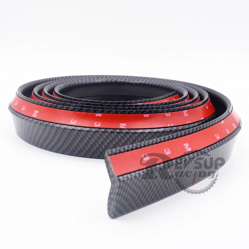 2.5M Carbon Look Universal Car Body Kit Font Bumper Lip Rubber Side