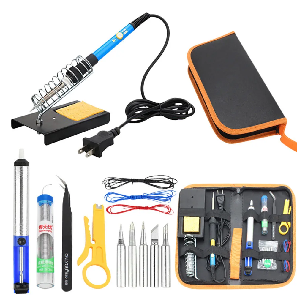 

1 Set Soldering Iron Kit Electronics Adjustable Temperature Welding Tool Soldering Set US 110V 60W Soldering Iron Tools