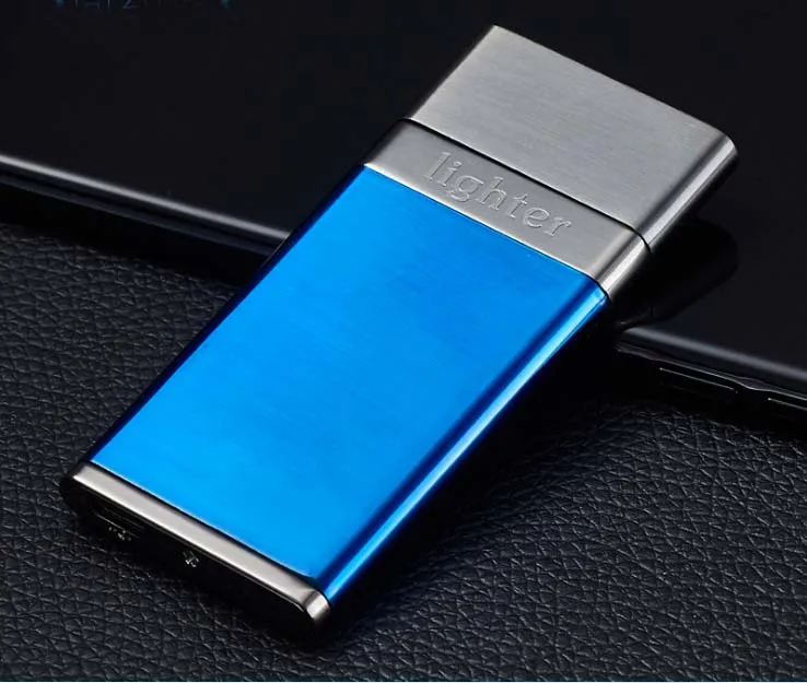 USB Зажигалка - Цвет: blue and silver