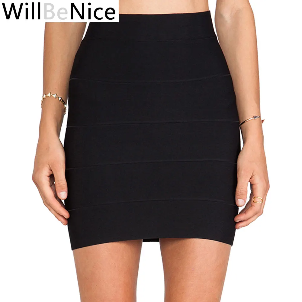

WillBeNice Black 2018 Newest High Wait Sexy Women's Short Stripes Pencil XL Wholesale Bandage Skirt