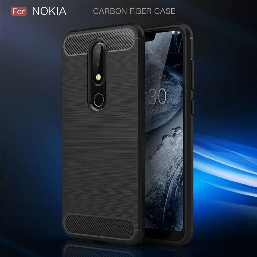 

Shockproof Phone Case For Nokia X6 Case X3 X5 X7 Nokia 2.1 3.1 5.1 6.1 7.1 Plus 2018 Carbon Fiber TPU Silicone Phone Cases Cover