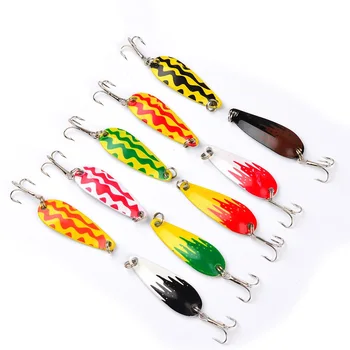 Hiomi-10Pcs 4.5CM 6G 낚시 미끼 고품질 스푼 루어 #8 후크 낚시 루어, 레이저 필름 루어 낚시 태클 DW1013