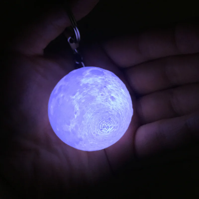 Mystery 3D Print Moon Night Lights Keychain 3 Piece Button Battery Powered LED White Moon Lamp Key Holder Bag Pendant Baby Toy (16)