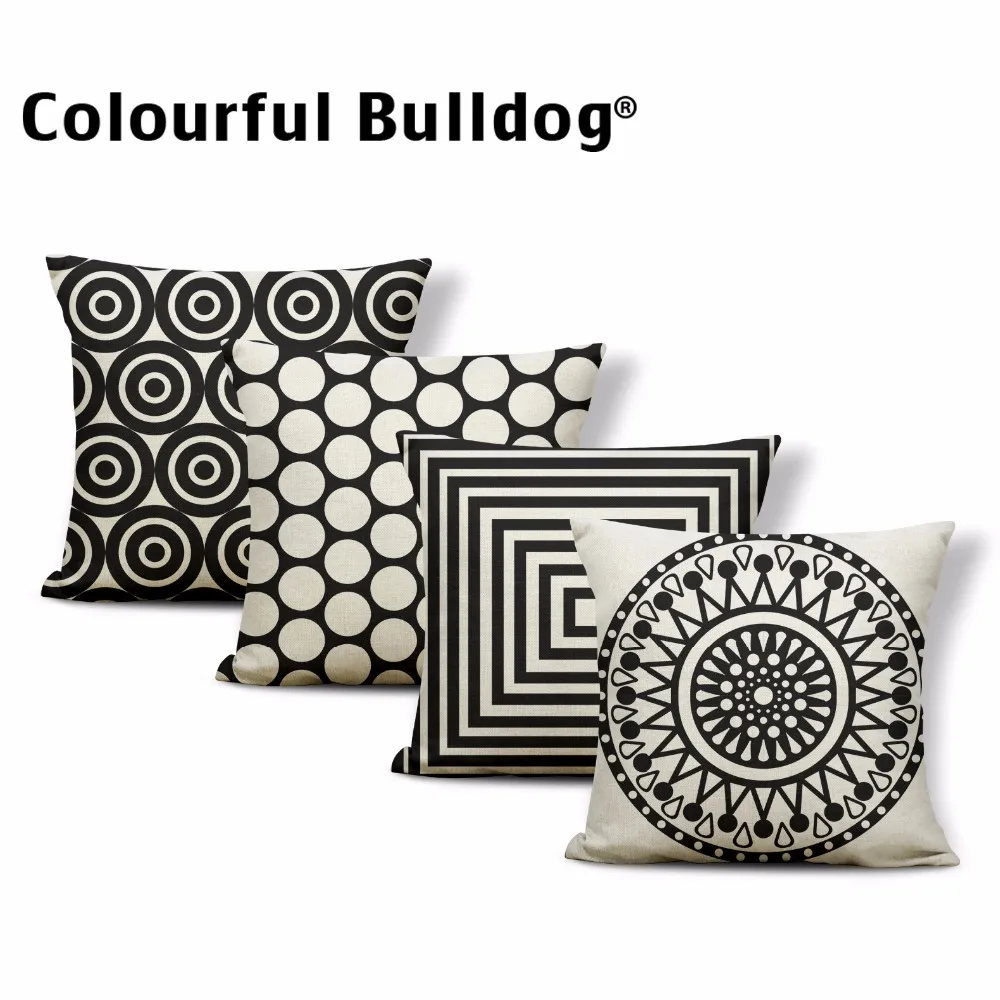 

Hot-sale Black and Beige Geometric Cushion Cover Circle Drop of Water Pattern 43*43cm Square Living Room Office Decor Pillowcase