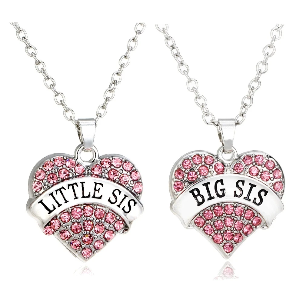 Chaine A Pendentif En Forme De Cœur 2 Pieces Petite Sœur Grande Sœur Pour Femme Et Fille Bijoux A Breloques En Cristal Cadeau D Anniversaire Aliexpress