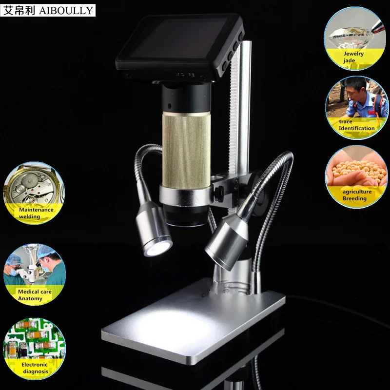 AIBOULLY high definition microscope with 3 inch screen electronic