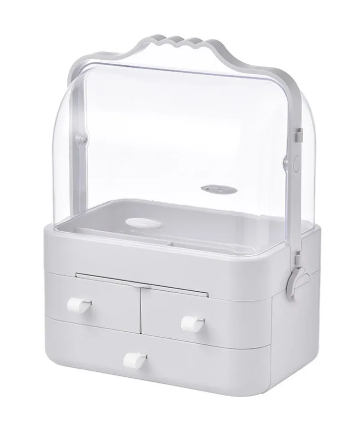 Принадлежности для ванной стол вращающийся ящик-стильный органайзер для макияжа PP акриловый контейнер для косметики Подставка Макияж Organizador помада - Цвет: Ivory White