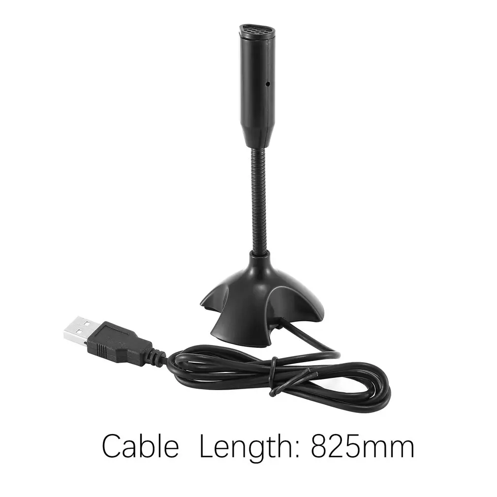 USB емкостная мини-микрофонная Подставка для ПК, ноутбука, ноутбука, онлайн-чата, записывающее черное проводное устройство