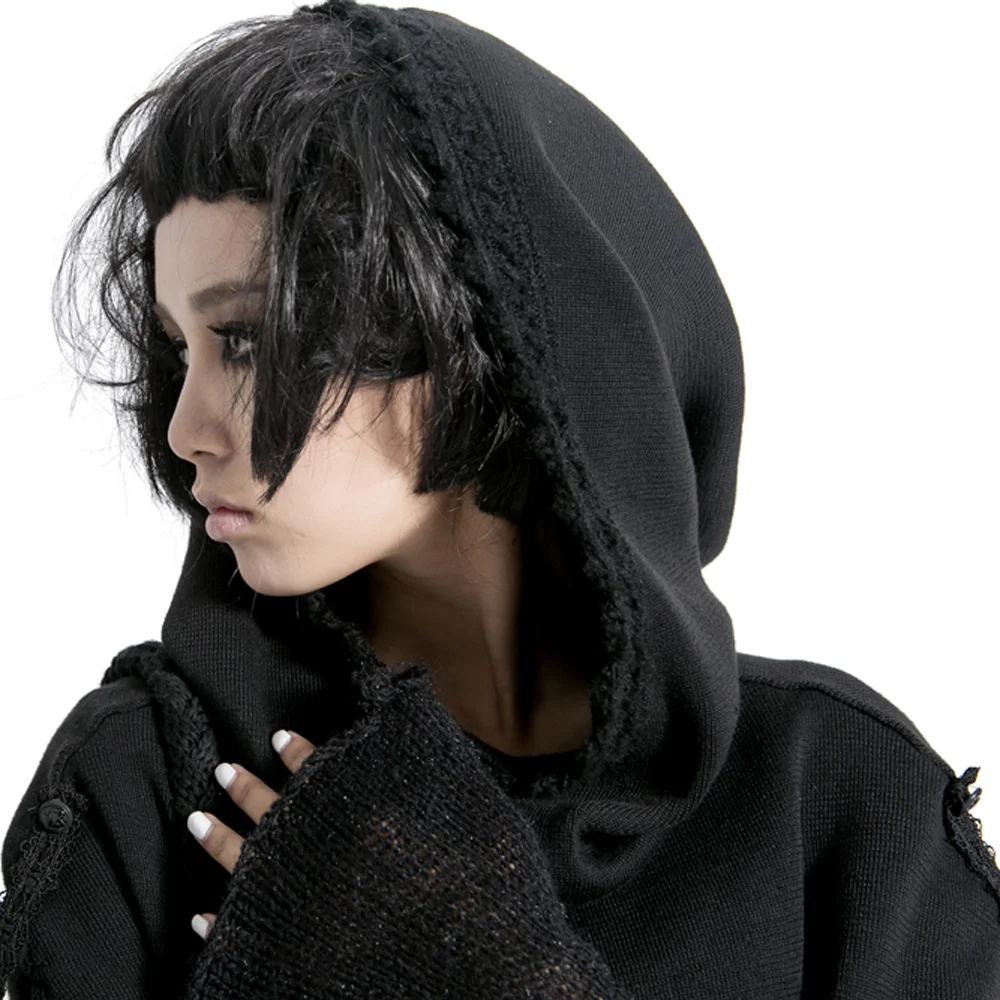 Женский шарф хомут черная вязаная шапка в стиле панк 2019|black scarf|wrap knitknit wrap |