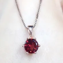 Гранат Круглая Подвеска натуральный настоящий Гранат 925 стерлингового серебра ювелирные украшения 1ct драгоценный камень# G18080501