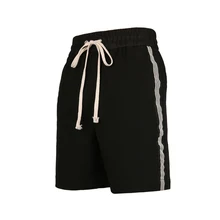 Винтажные шорты в полоску сбоку мужские повседневные шорты в стиле хип-хоп с эластичной резинкой на талии до колена модные шорты в уличном стиле армейский зеленый черный летний