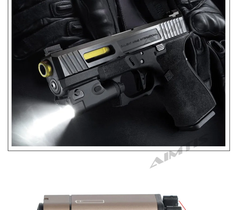 Caça para Glock Luz à Prova de Choque Tático Pistola Mini Lanterna Led Militar Ultra Compacto Arma 17 18c Xc1 Luz 9 militar ultra compacto arma luz à prova
