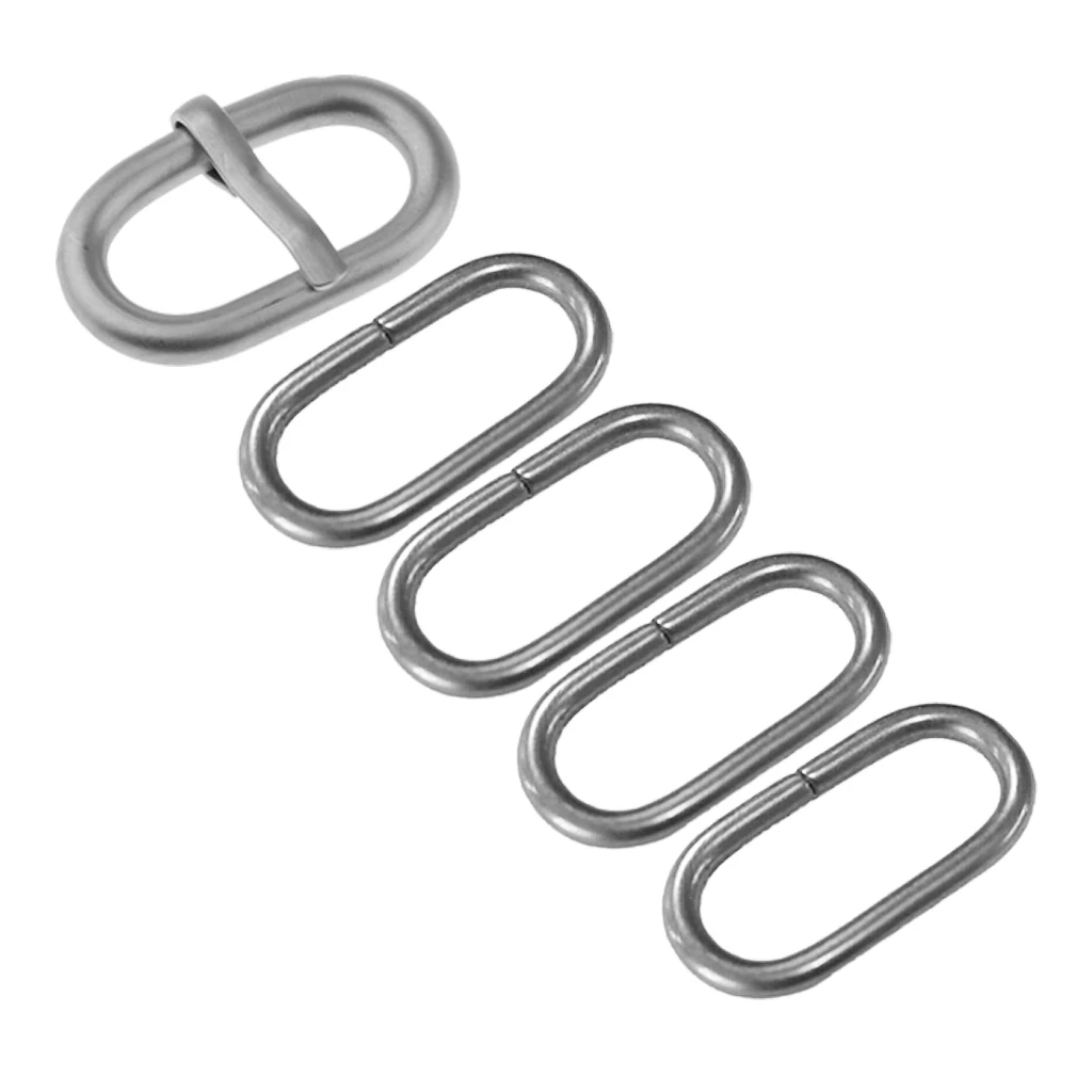 5 Piece Stainless Steel Nylon Watch Band Retainer Loop Ring with Buckle Pin 18mm-24mm Watchmaker Replacement