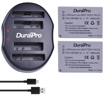 

2pc DuraPro NB-5L NB5L NB 5L Rechargeable Li-ion Battery + USB Dual Charger For Canon S110 SX200 SX210 SX220 SX230 IS HS IXUS 85