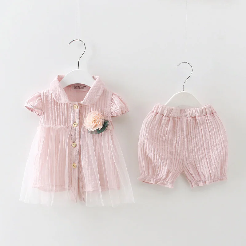 

Girl 2019 Short Sleeve Summer Casual Two Pieces Baby Girl Shorts Korean Version Set Summer Short Sleeve Luxury Baby Clothes