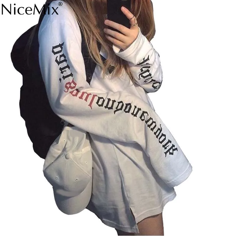 

NiceMix Spring Harajuku TShirt Women Tops Print Leeters Long Sleeve T-shirts Korean Streetwear Tumblr Tee Shirt Vetement Femme