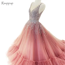 Длинные сверкающие платья для выпускного вечера v-образным вырезом без рукавов расшитые бисером и блестками шикарные вечерние платья в пол в африканском стиле