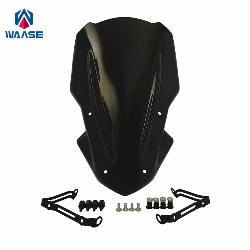 

waase For Kawasaki Z900 2017 2018 2019 Windscreen Windshield Shield Screen with Bracket