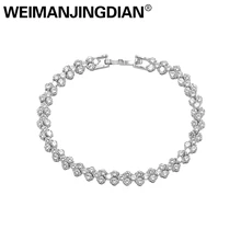 WEIMANJINGDIAN кубический цирконий CZ Циркон Хрустальный Теннисный браслет для женщин или невесты из розового золота/желтого золота/серебра цветов