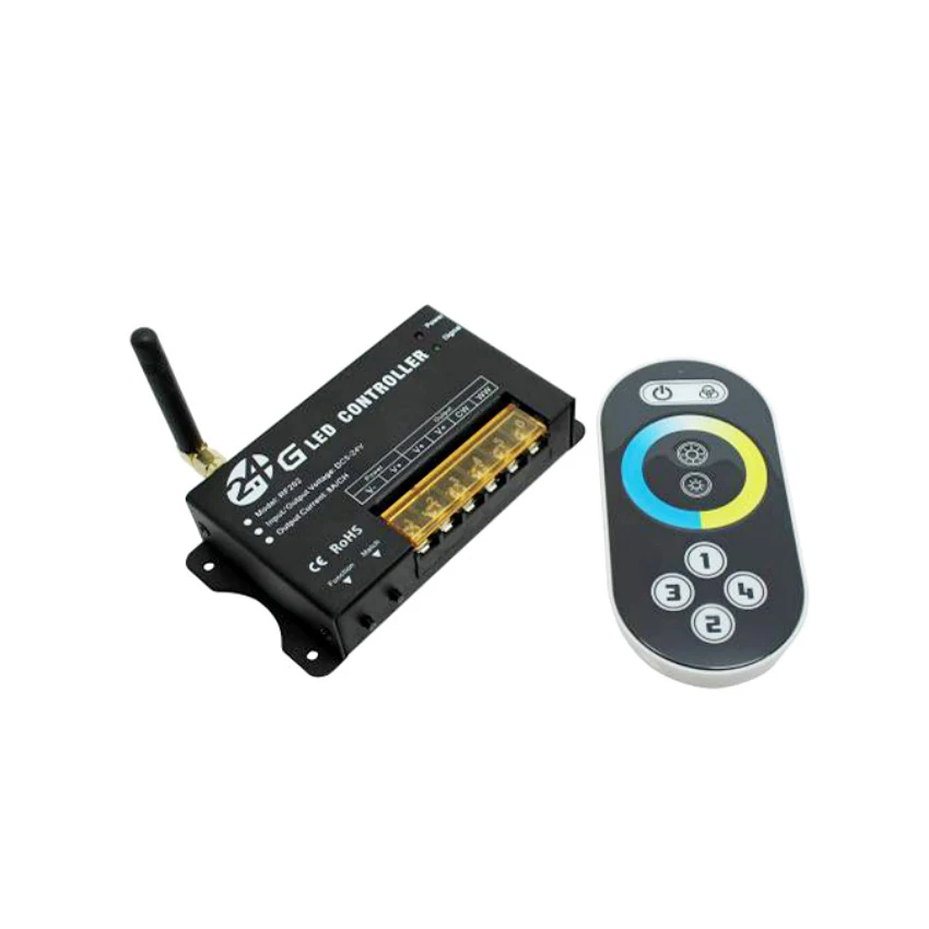 

dc5-24v color temperature led controller dimmer 2.4g wireless remote control 4 group CW/WW led strip output 2channel 8A/CH