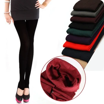 

2 Types Autumn Winter Warm Pantyhose Women's Cashmere Tights High Quality Knitted Velvet Tights Elastic Slim Warm Thick Tights