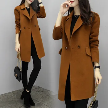 

New Hot Sale Woman Wool Coat High Quality Autumn Winter Jacket Brand Women Slim Woolen Long Cashmere Coats Cardigan Jackets