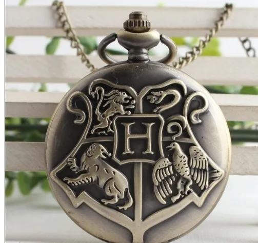 

Retro Clock Necklace Pocket Watch Vintage Harry potter Bronze Black Fob Chain Watch Men Women relogio de bolso Gift Watch