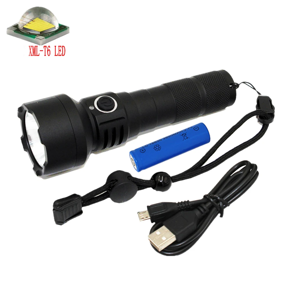 

Tactical USB Rechargeable Flashlight Lamp XML T6 LED Light 5 Modes lantern indicator Light +18650 Battery + USB Cable