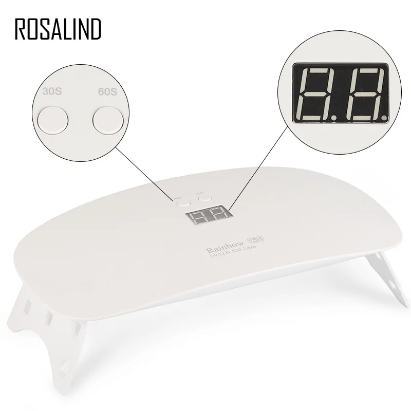 

ROSALIND 24W UV Lamp For Nails Dryer Manicure Machine Tools Nail Art Design Treatment Drying For Gel Nail Polish Ultraviolet Ice