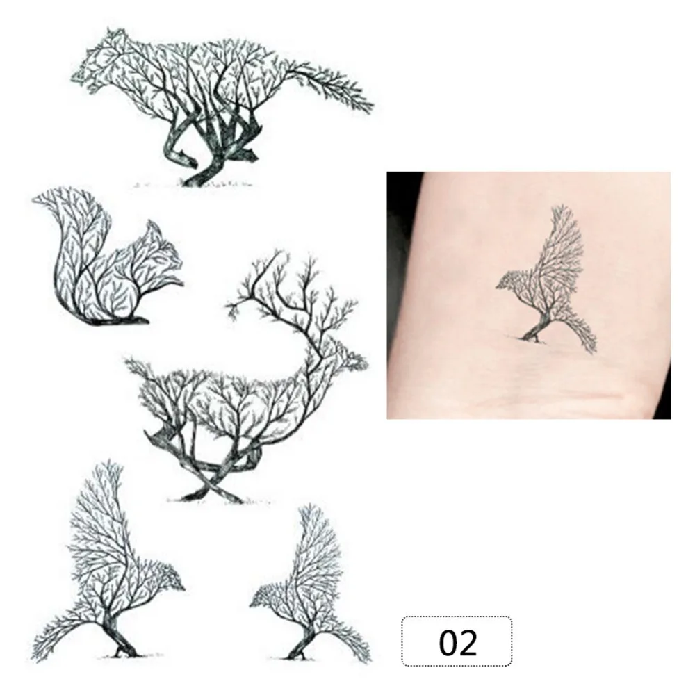 1 лист Сексуальная боди-арта временная татуировка стикер Женский Мужской цветной олень Кошка Птица лист особенность дизайн татуировки#282056