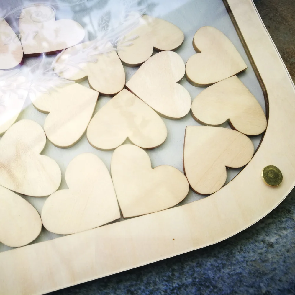Personalised Wedding Guest book, Custom Drop top Drop box wedding alternative GuestBook with 60-100 hearts, Rustic Wedding Gift3