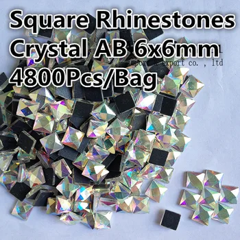 

Crystals Shiny Stones Square FlatBack Hot Fix Shape Rhinestones Crystal AB 6*6mm 4800pcs Use For Bags Garment Shoes
