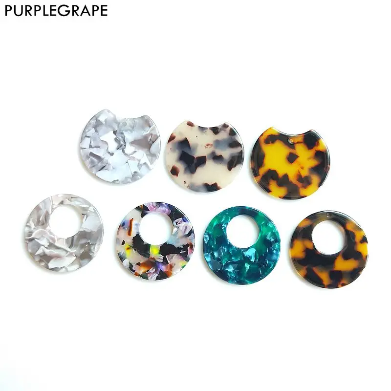 

PURPLEGRAPE Geometric DIY earrings accessories handmade female pendant acetic acid marble minimalist 4 pieces