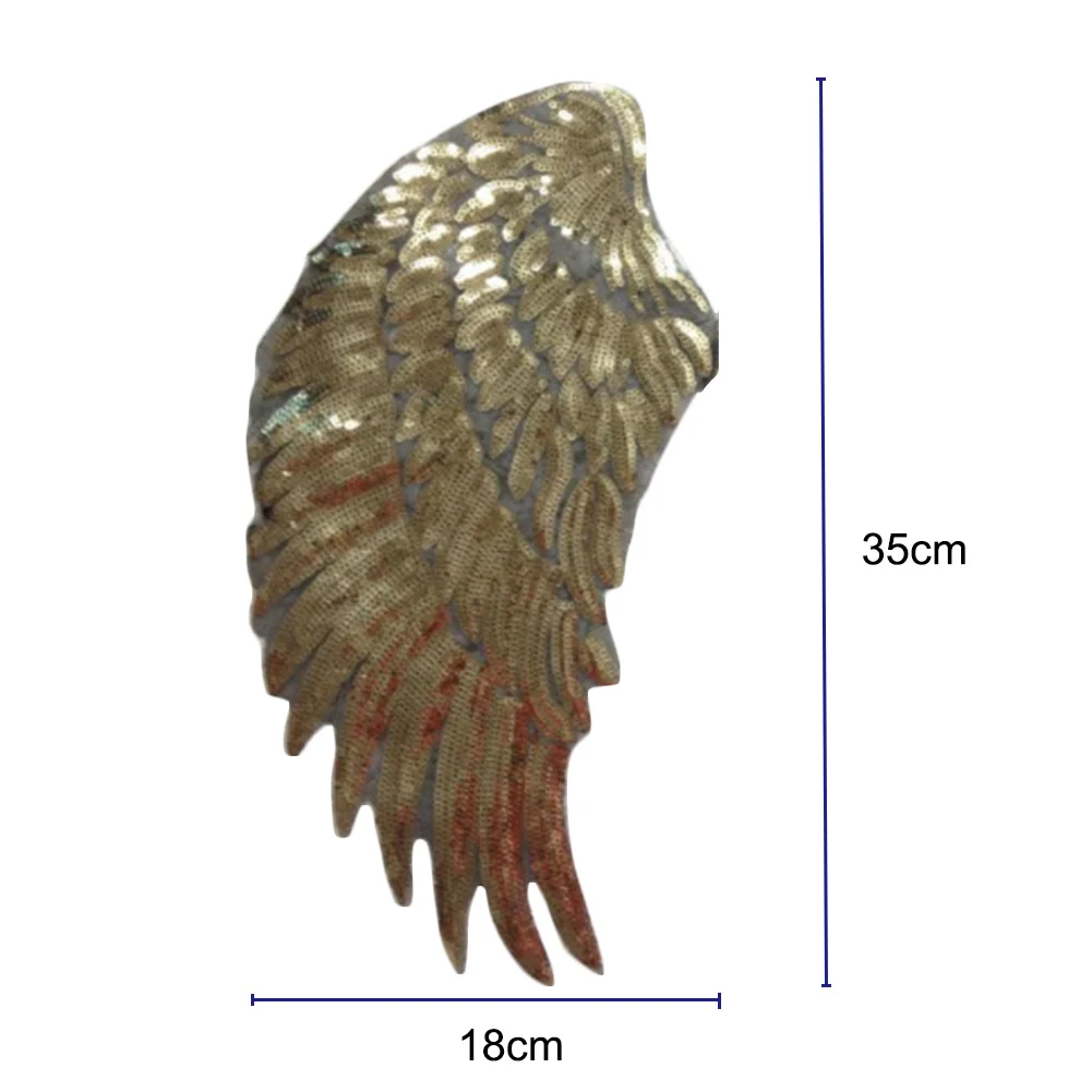 35*18 см Крыло ангела перо блесток вышитые ткани большой патч аппликация палочка сумка для одежды DIY Украшения Золото Серебро железо