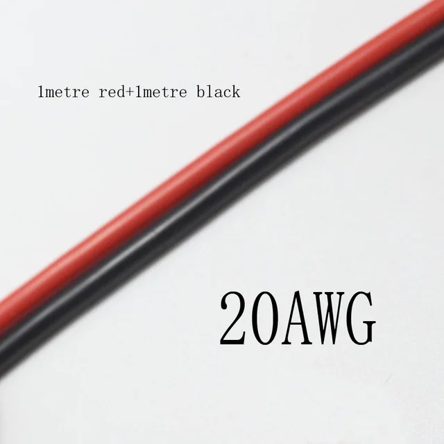 1 метр красный+ 1 метр Черный силиконовый кабель 10AWG 12AWG 13AWG 16AWG 18AWG 20AWG 22AWG 30AWG теплостойкий мягкий силиконовый силикагелевый провод - Цвет: 20AWG