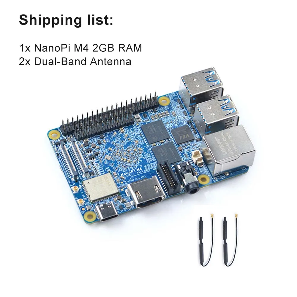 FriendlyARM NanoPi M4 2 ГБ/4 ГБ DDR3 Rockchip RK3399 SoC 2,4G и 5G двухдиапазонный WiFi, Поддержка Android 8,1 Ubuntu, AI и глубокого обучения - Комплект: Комплект 1